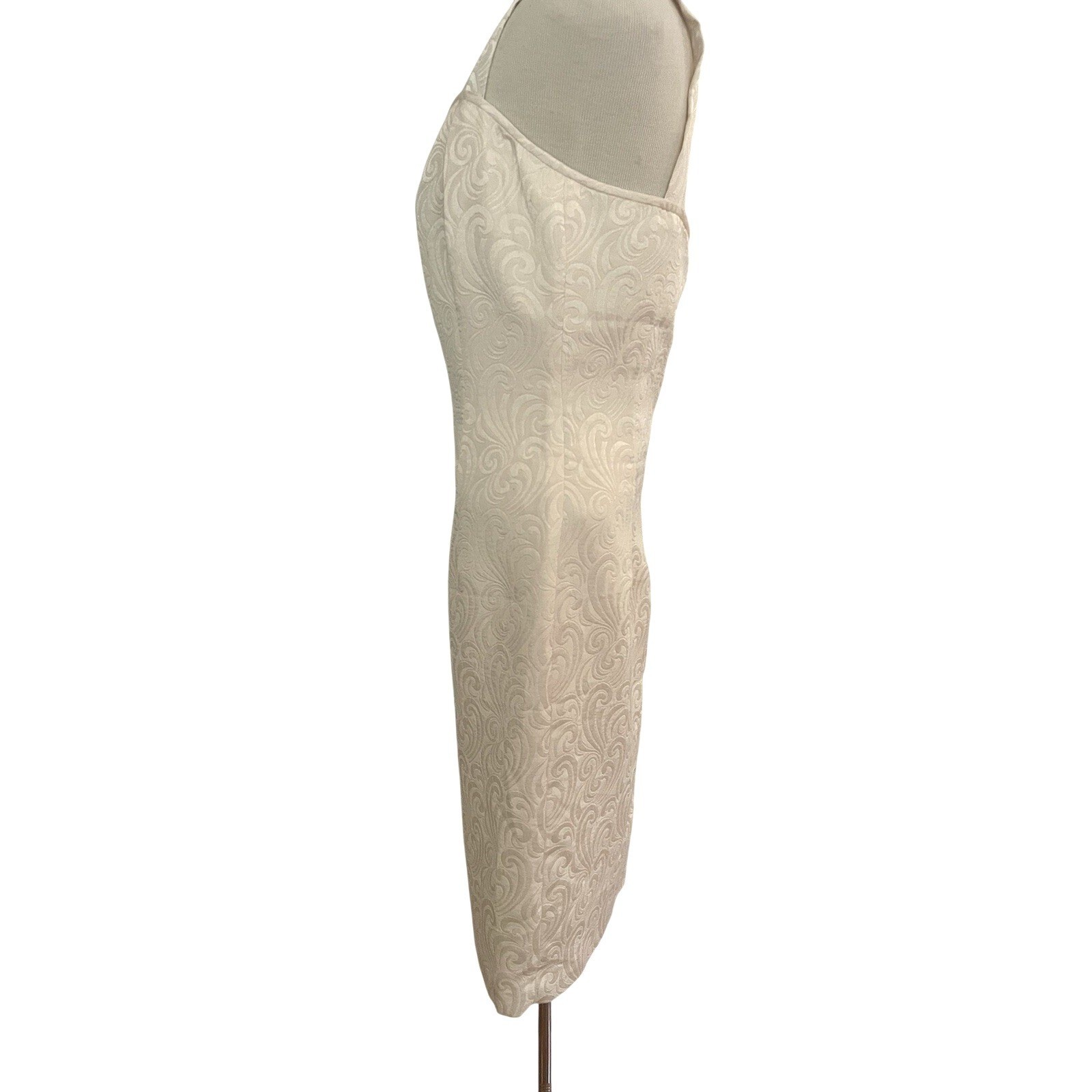 Tahari Jacquard Ivory Strap Dress Textured Size 6