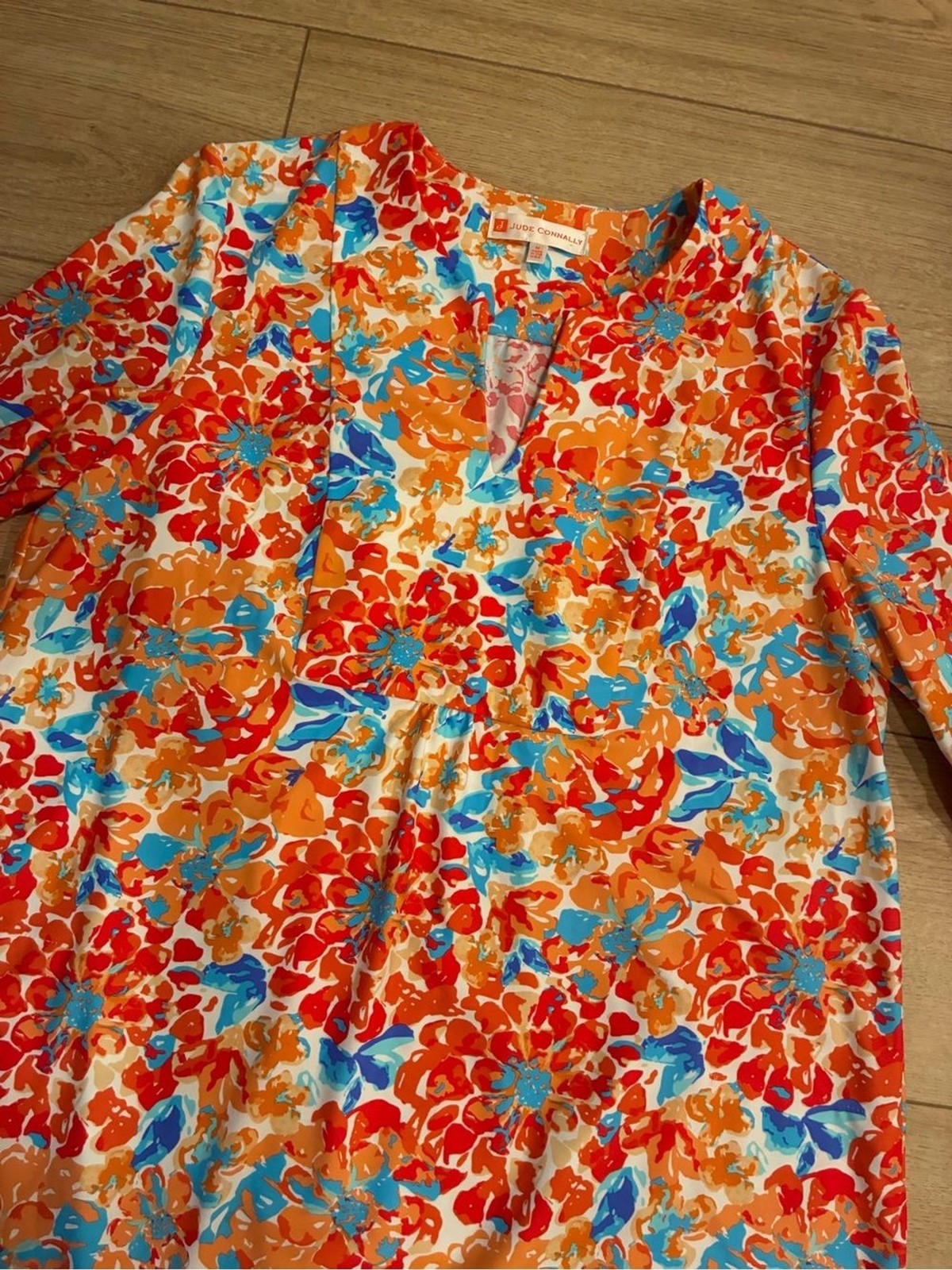 Jude Connally Women’s Kerry Dress Jude Cloth Orange Red Floral Size M