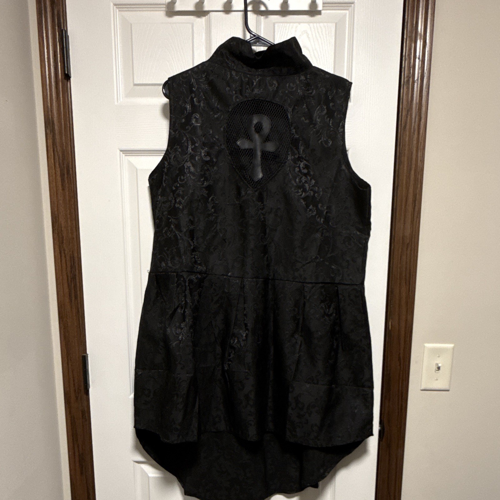Dracula Clothing Black Damask Jacquard Goth Dress 3XL Knee Length Pockets