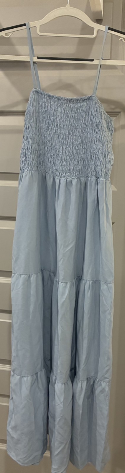 Smocked Maxi Dress Spaghetti Strap Tiered Cottagecore Boho Coast Sundress Beach