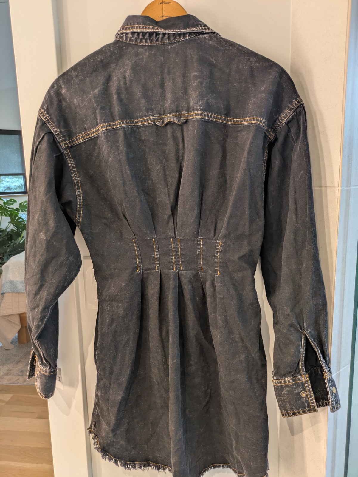 Free People Alpha Denim Mini Dress Black Denim Size XS D36