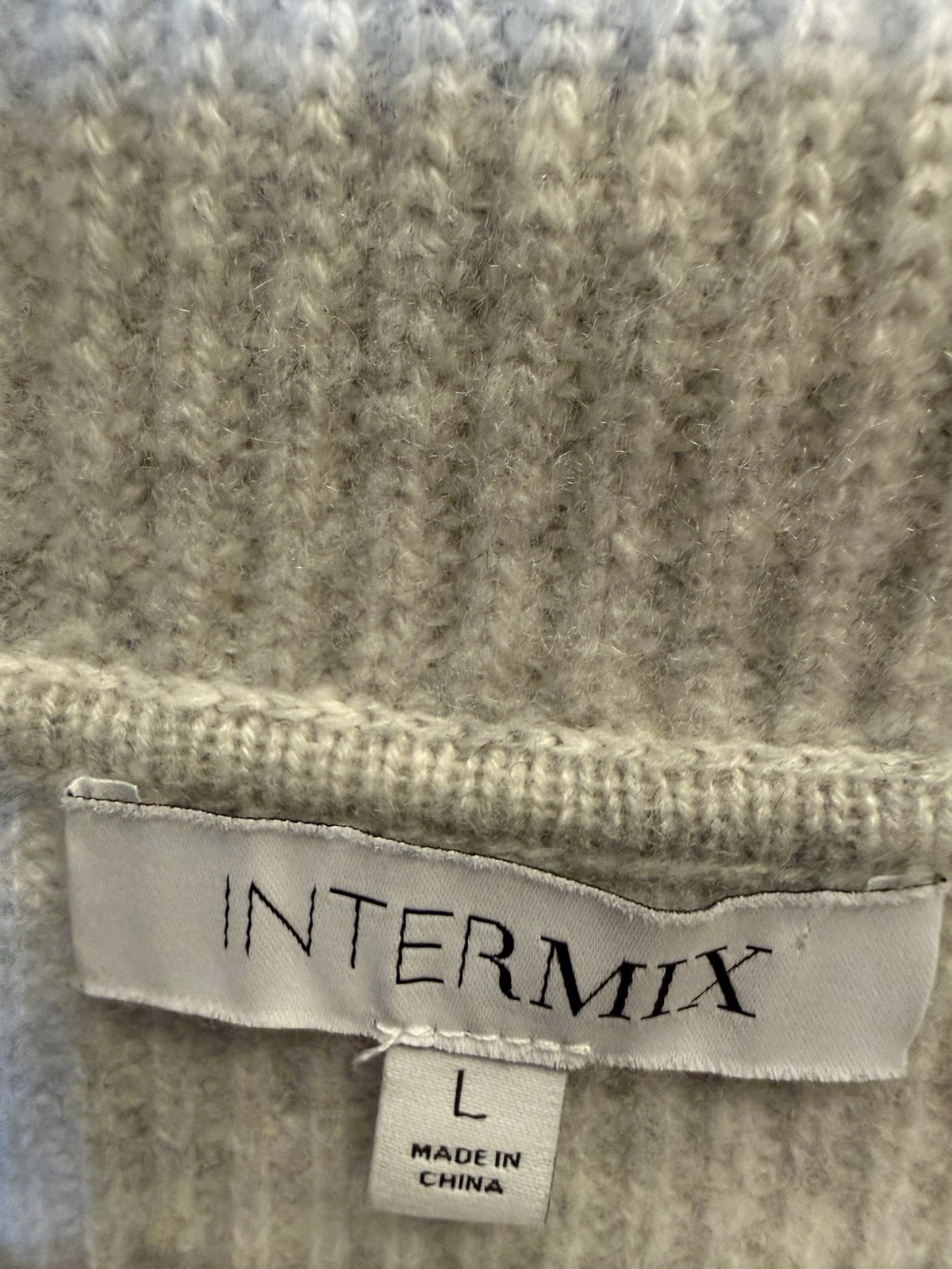INTERMIX Jasper Half-Zip Sweater Dress Grey Sz Large Wool Cashmere Blend