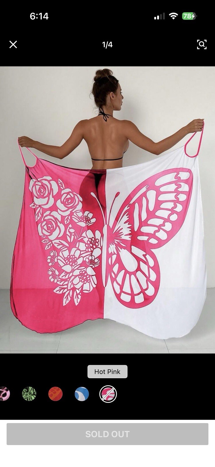 New!! Pink And White Butterfly Wrap Cover-Up Dress Maxi Light Flowy Size S