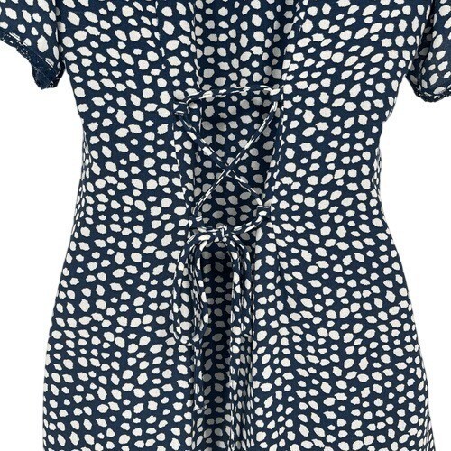 Urban Outfitters Navy Polka Dot Ruffle Hem Mini Dress S