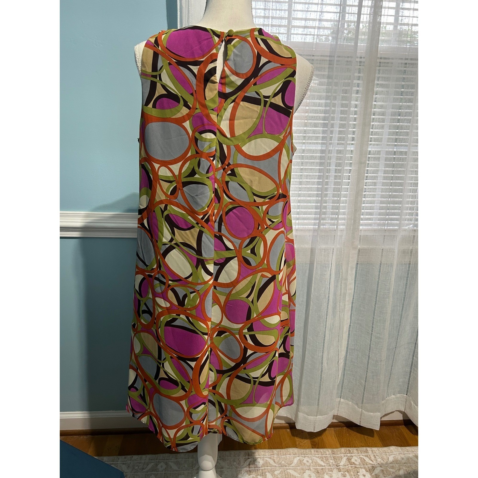 JBS Ltd Womens Retro Geometric Circle Print Halter Shift Dress Multicolor 14