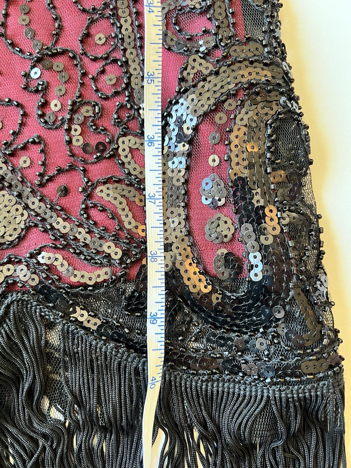 PrettyGuide 1920s Flapper Dress & Headband Set Burgundy Sequin Art Deco Fringe M