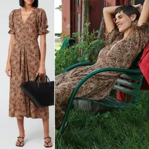 ANTHROPOLOGIE $199 Faithfull The Brand Leopard Print Midi Dress Size US 4