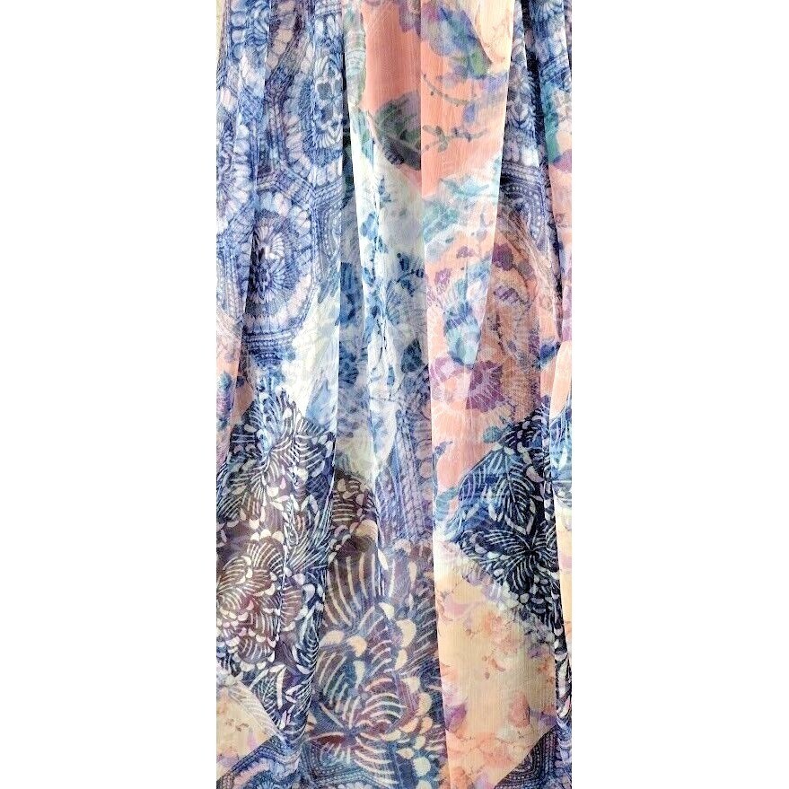 MISA Los Angeles Floral Tiered Midi Dress XS Bohemian Cold Shoulder Purple