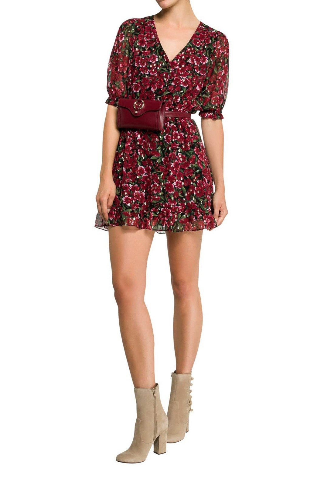 RRP$795 The Kooples Women’s Red Floral Metallic Dot Fit & Flare Dress Size US 1