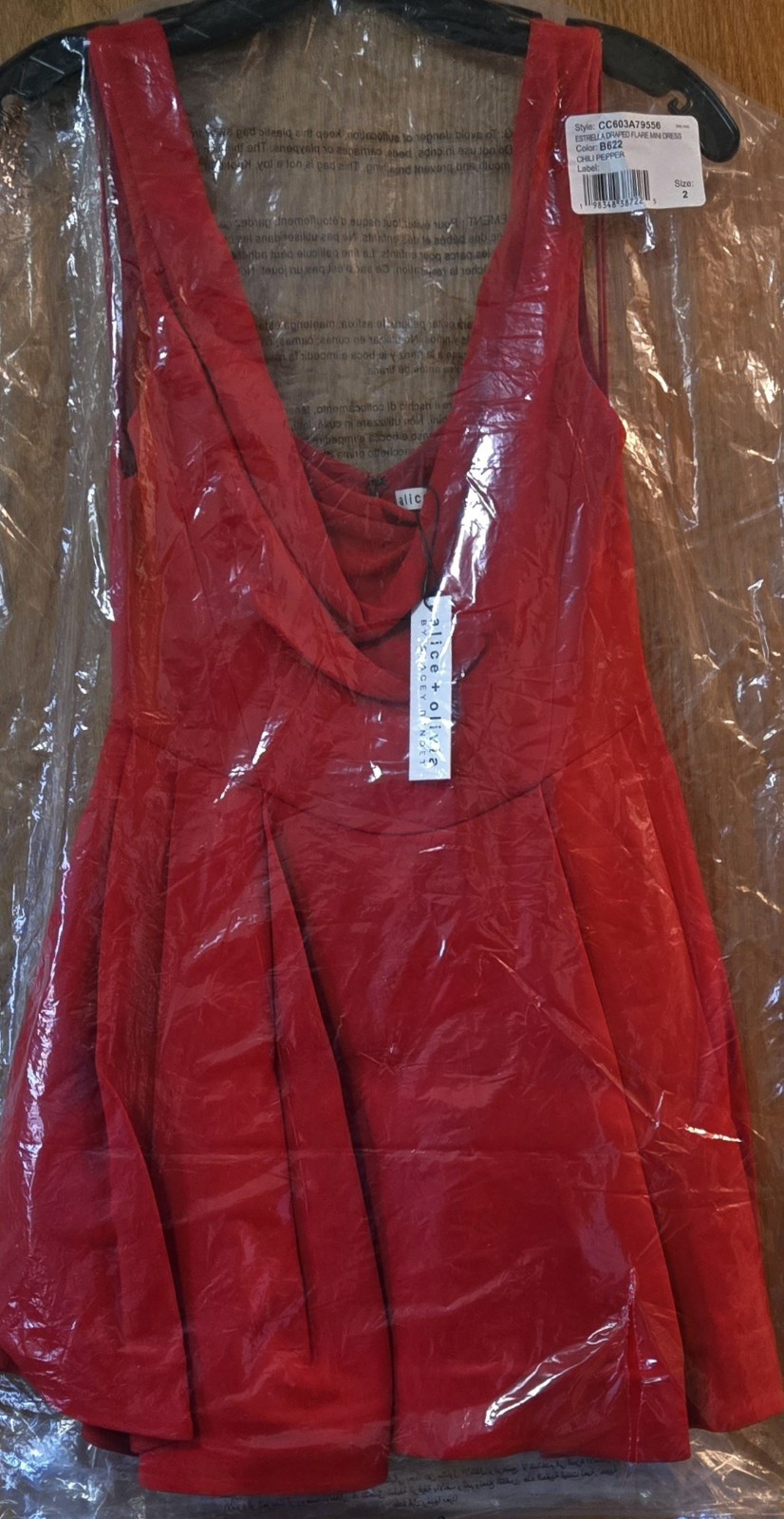 ALICE & OLIVIA (2) ESTRELLA CHILI PEPPER FIT N FLARE MINI DRESS NWT MSRP$550