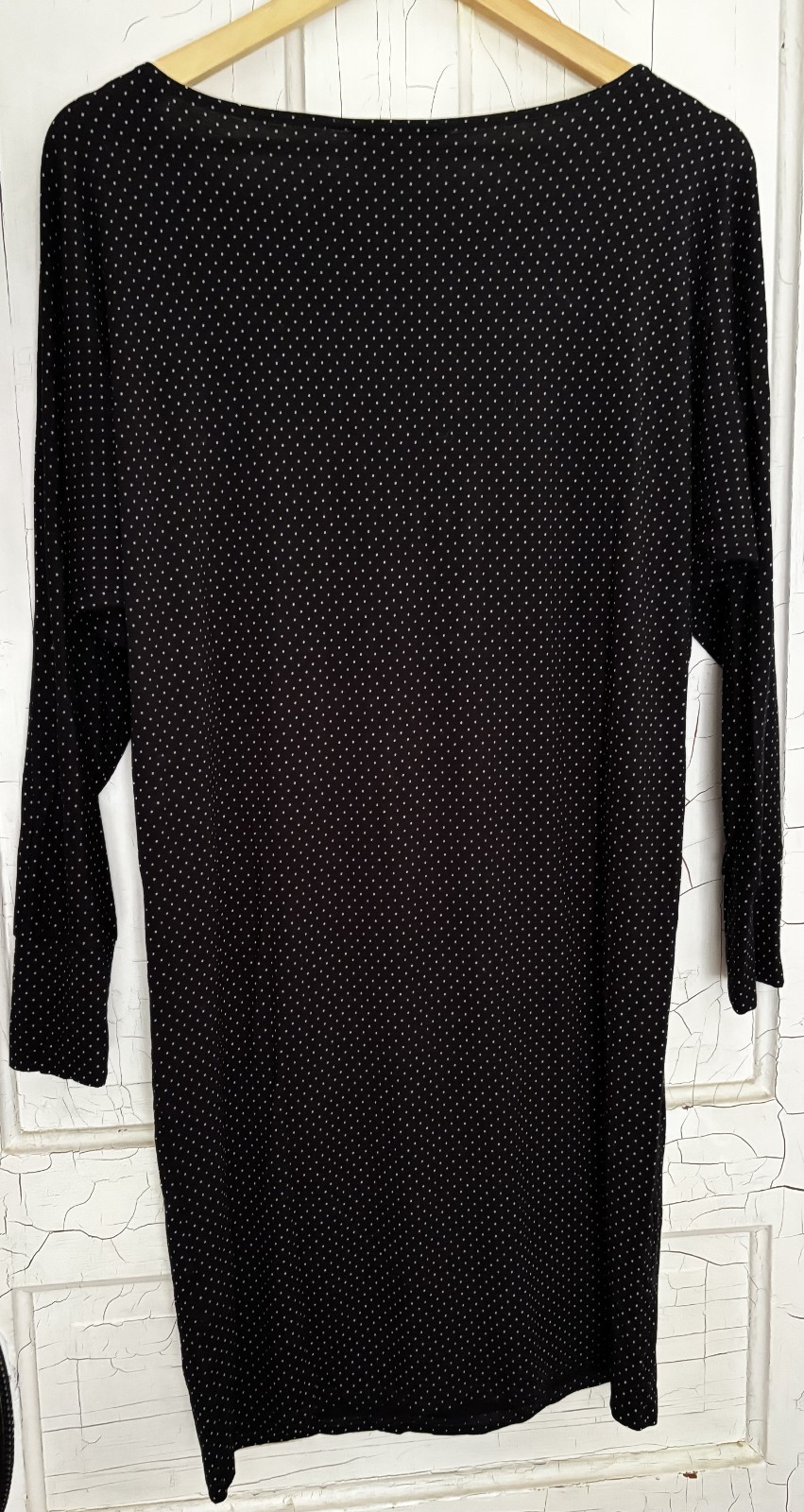 Agnes b. Paris Black Polka Dot Stretch Knit Batwing Sleeve Dress – French Sz. 2
