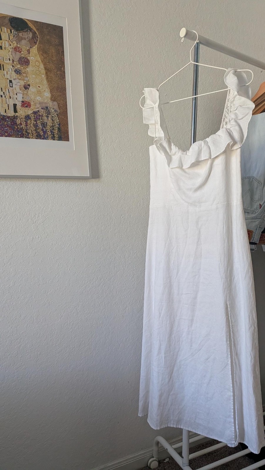 Reformation Amethyst White Dress, Size 10, 100% Linen, Great Condition