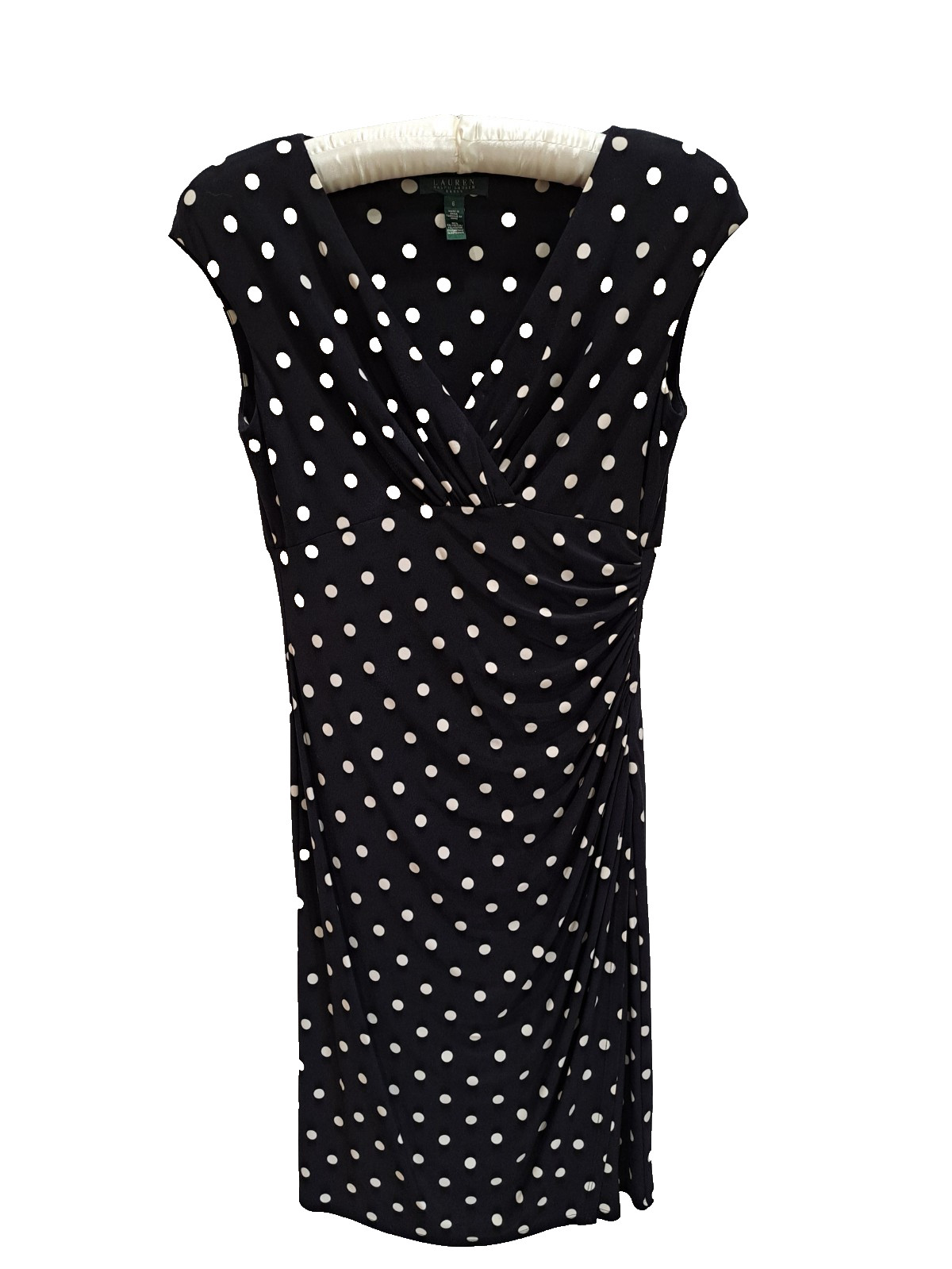 Ralph Lauren sleevelss black/cream polka-dot dress size 6