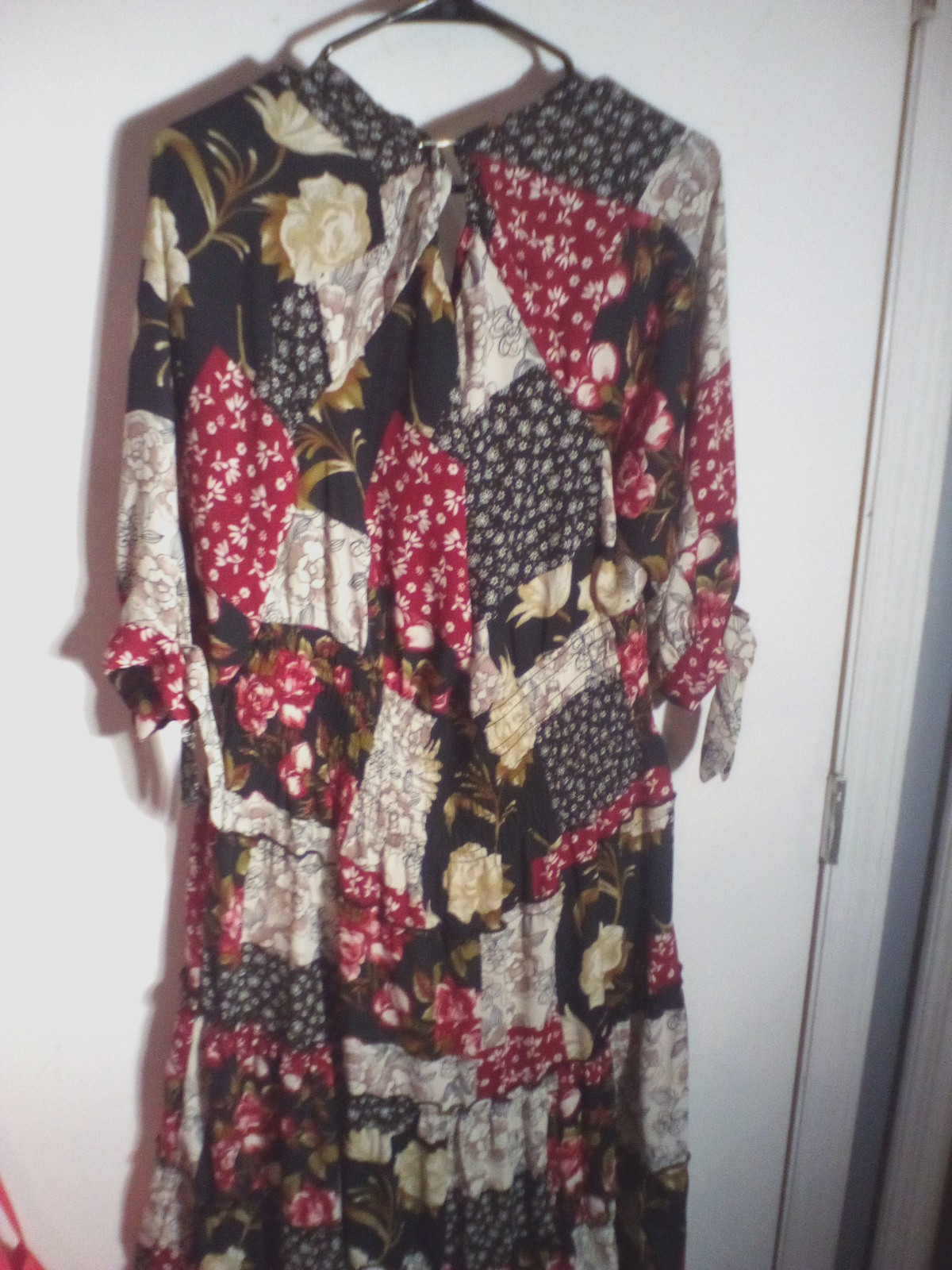 Hope Springs Womans Patchwork Midi Dress Red Black Size XXL NEW