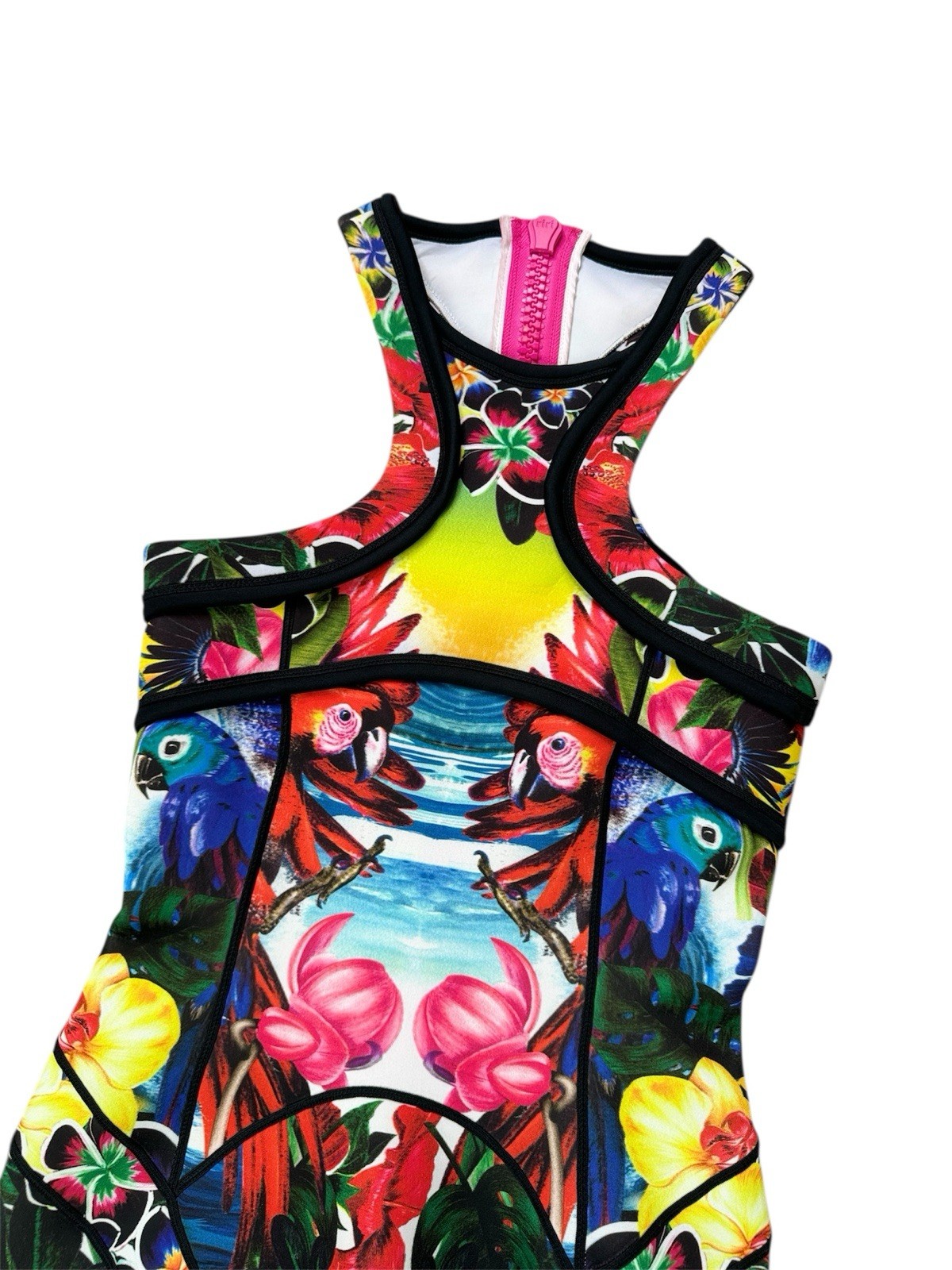 DSQUARED Mini ‘Tropical Birds’ Printed Bodycon Dress Size S Retail $1370