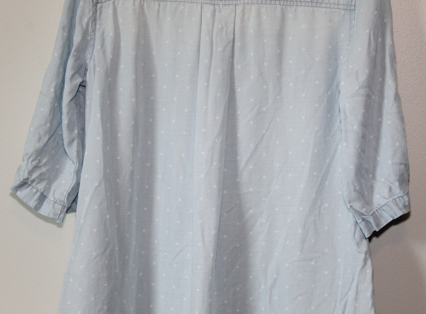 Cloth & Stone Dot Denim Chambray Tunic Top Faded Mini Shirt Dress Size Medium