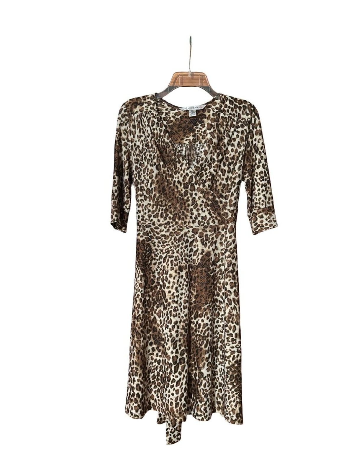 AA Studio Y2K Leopard-Print Midi Wrap Dress – Brown & Cream