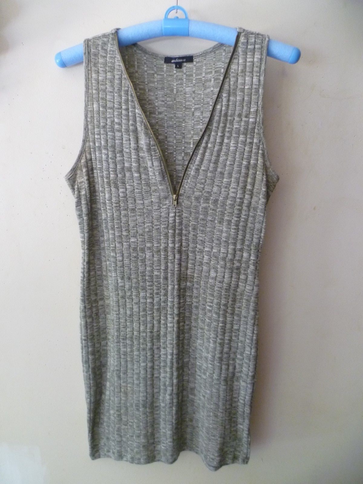 Ambiance Apparel Women’s One Piece Dress Green Honey comb Sleeveless Sz L Summer