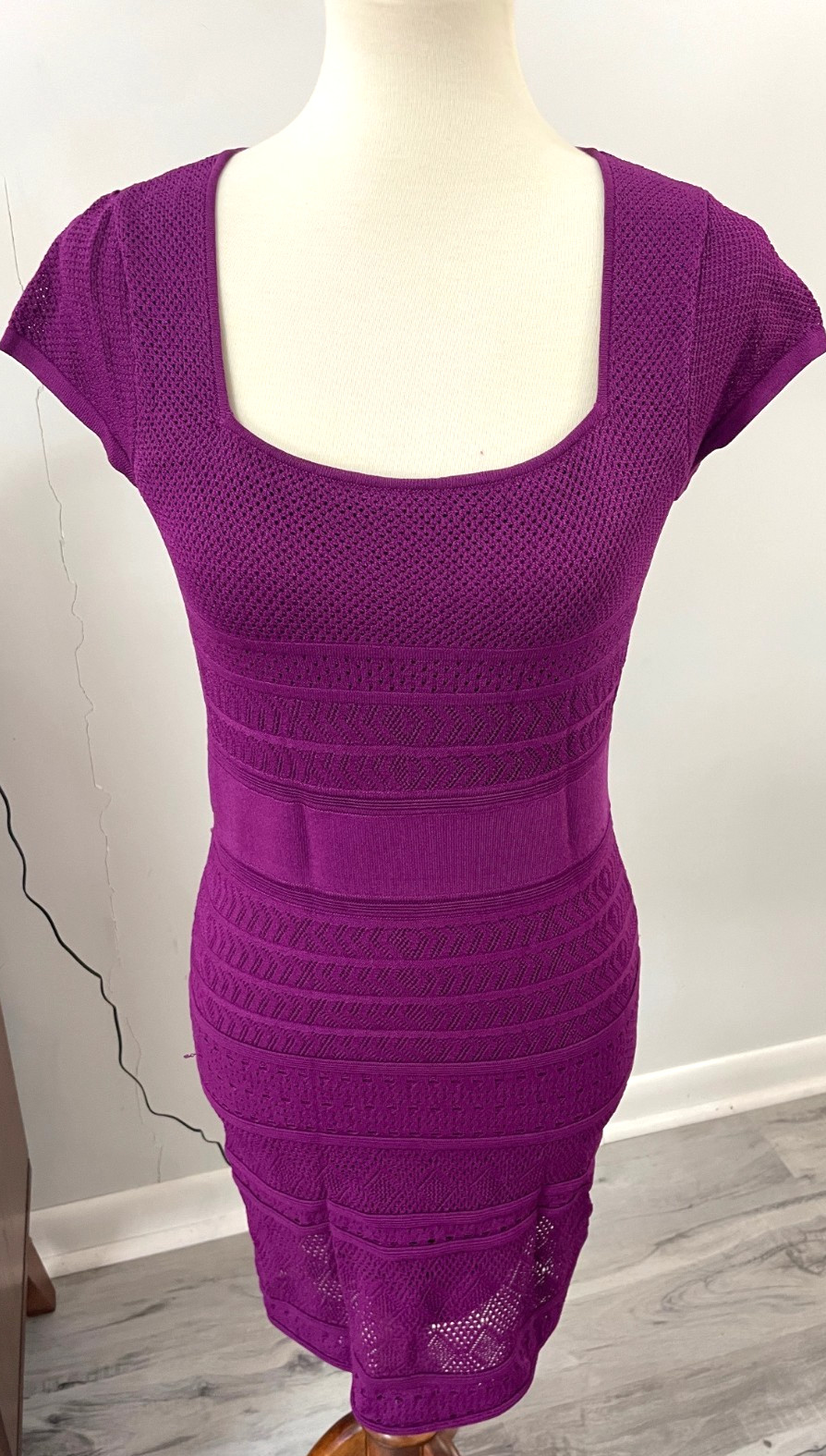 catherine malandrino purple stretchy fitted bodycon dress size S