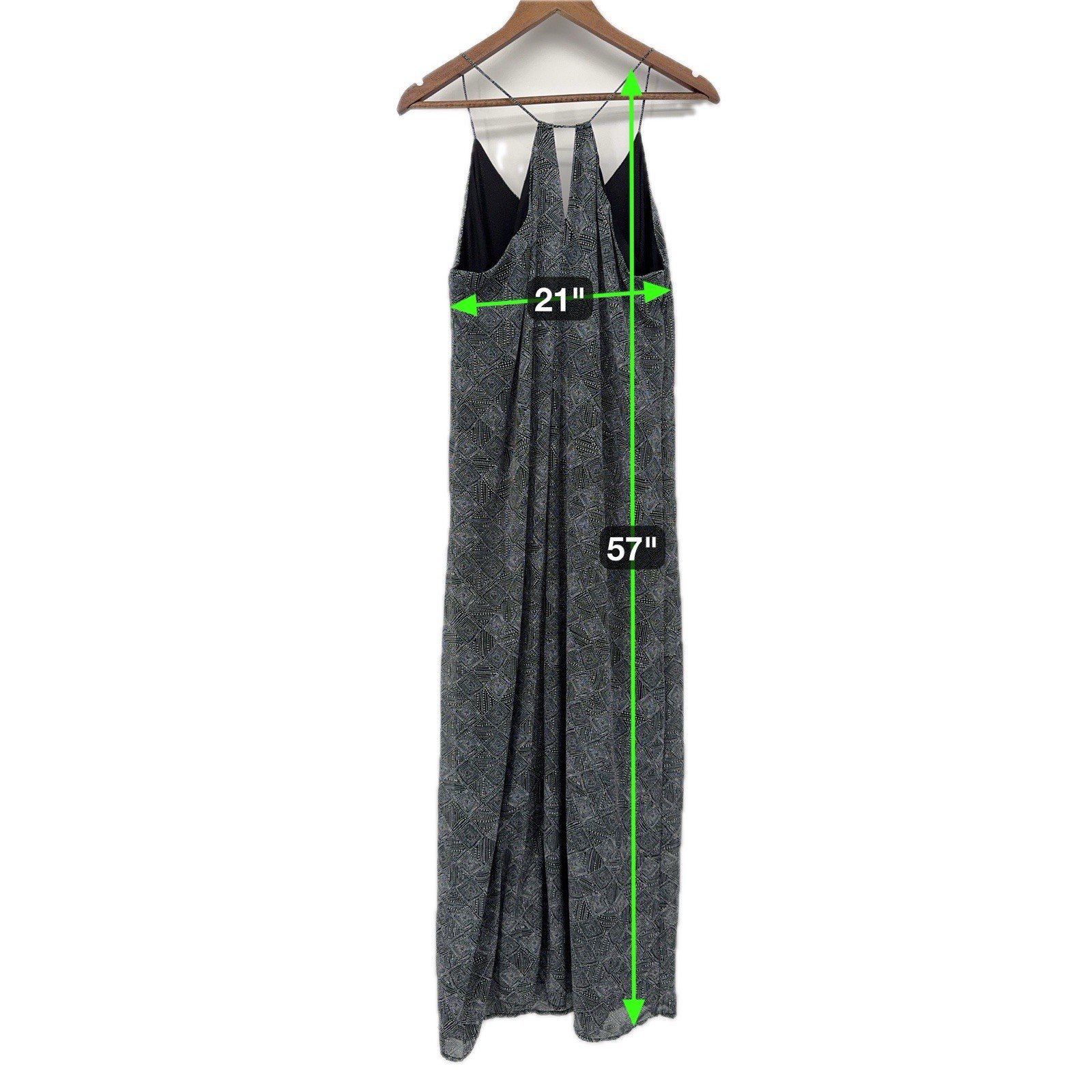 Old Navy Black & White Geometric Print Resort Vacation Spring Maxi L Spaghetti