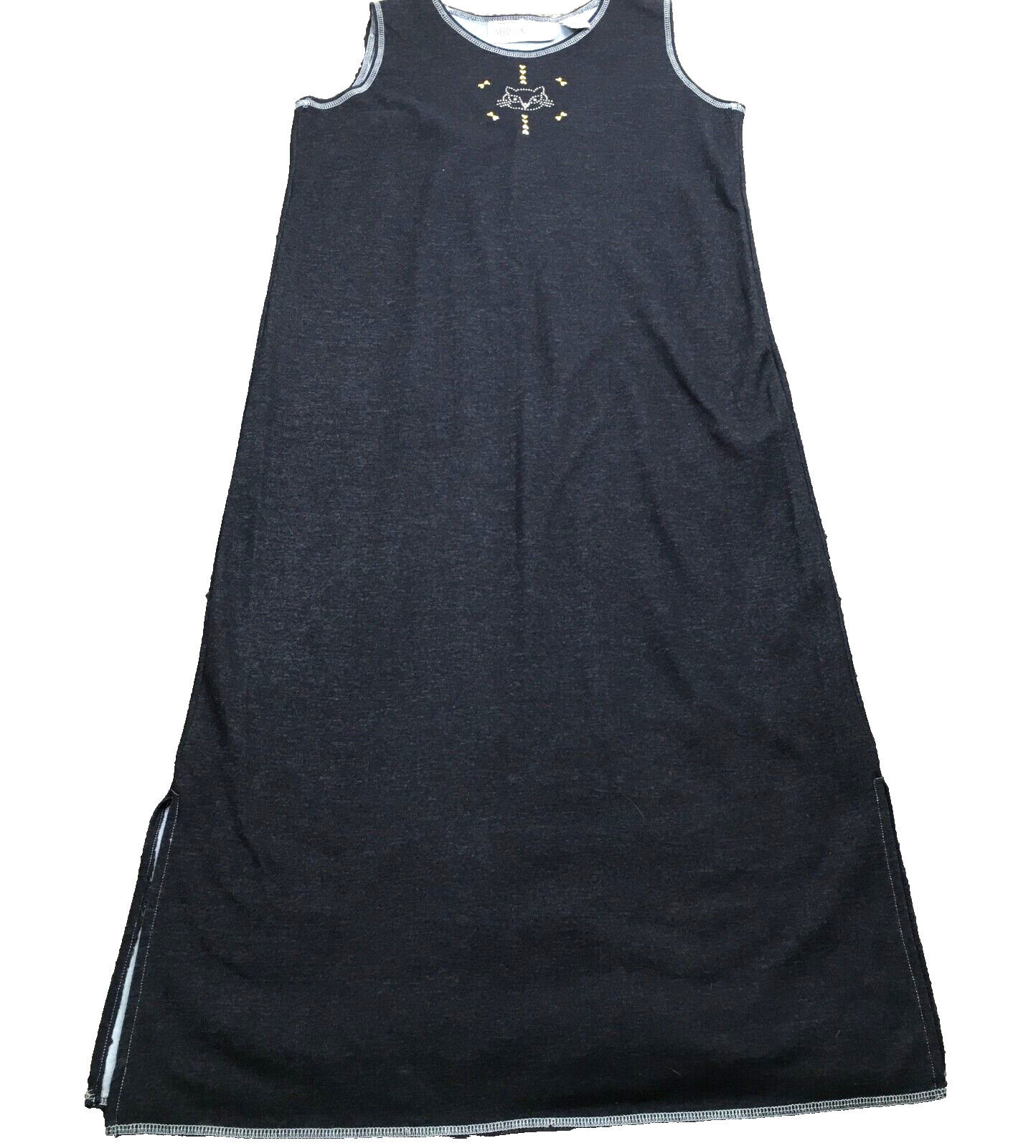 Needle & Threads Womens Sleeveless Dress Petite Sz PL Navy Cat Rhinestones NWOT