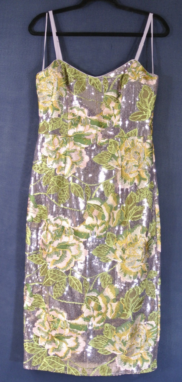 NEW, Dress The Population Blakely Sequin Floral Embroidery Dress Sz M #MD1776