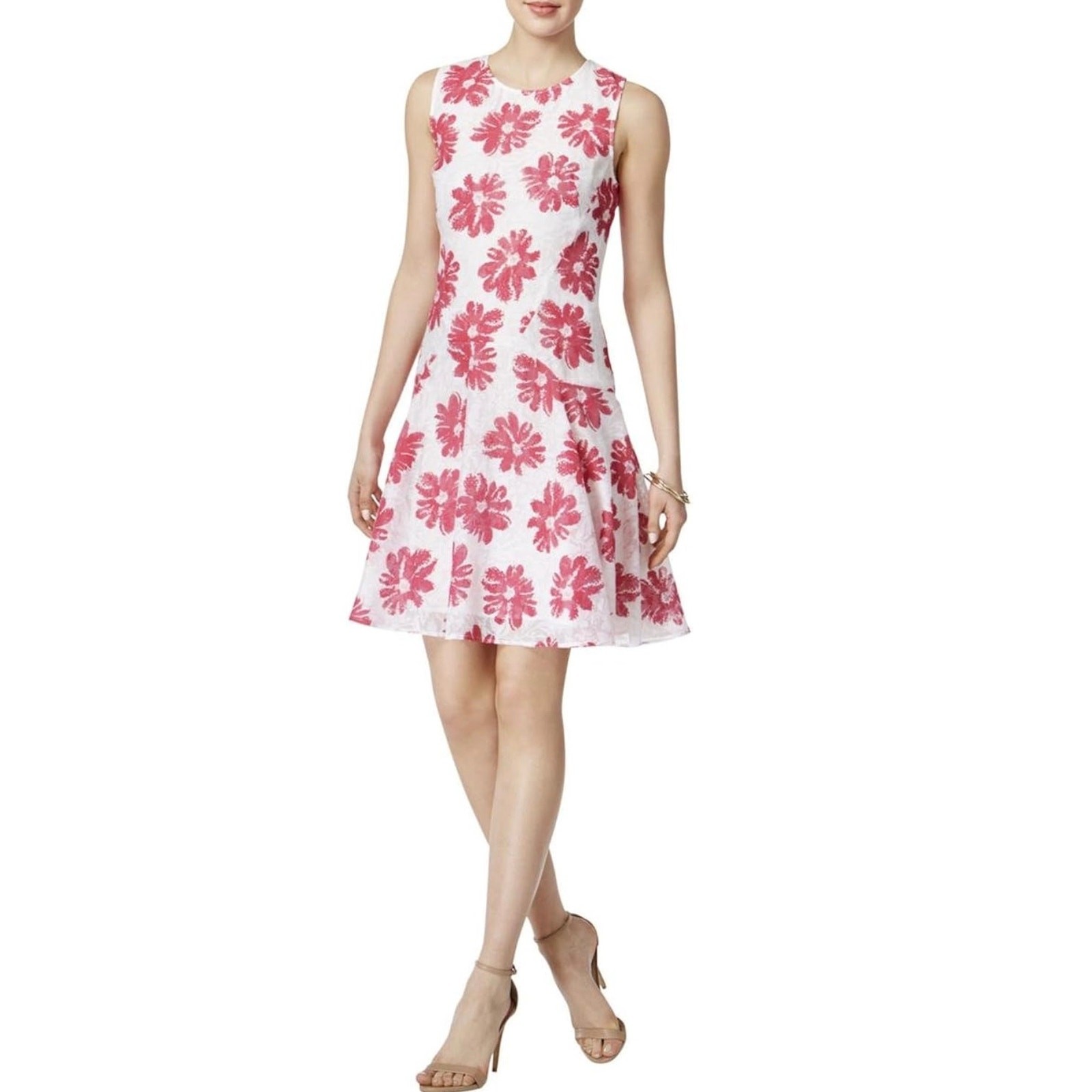Tommy Hilfiger NWT Women’s Floral A-Line Sleeveless Pink/White Dress size 8