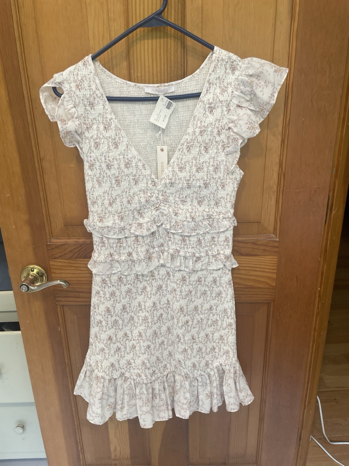 Olivaceous V neck Floral Dress Smocked NWT Medium
