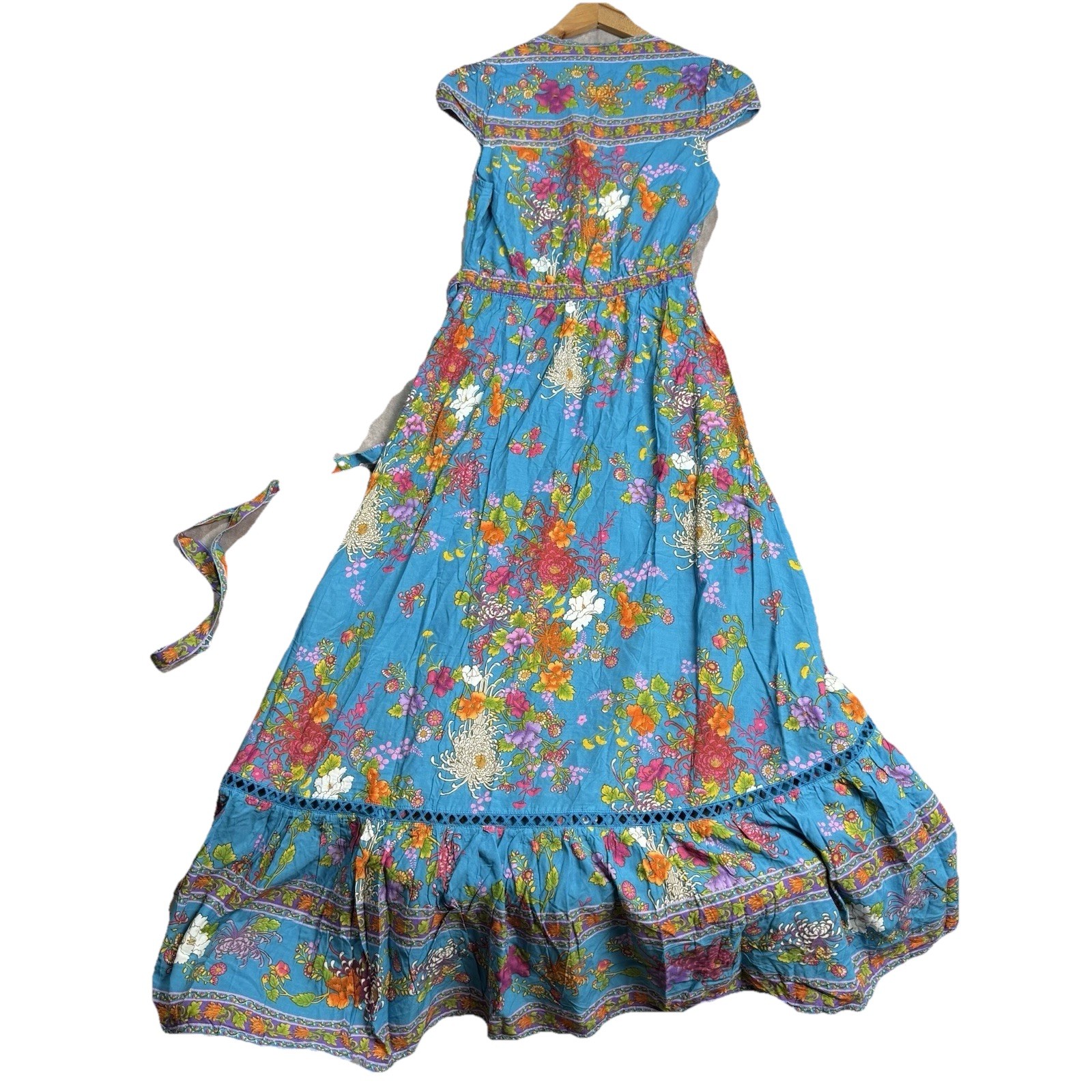 NWT Tulle & Batiste LOLA WRAP MAXI DRESS BLUE JEWEL Size XS Fairy Boho Floral
