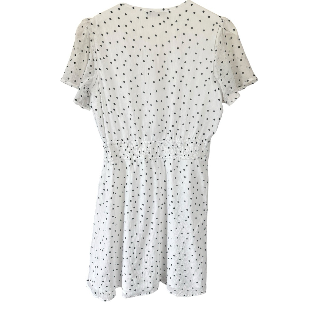 Abercrombie & Fitch White/Black Polka Dot Button Front V-Neck Mini Dress S