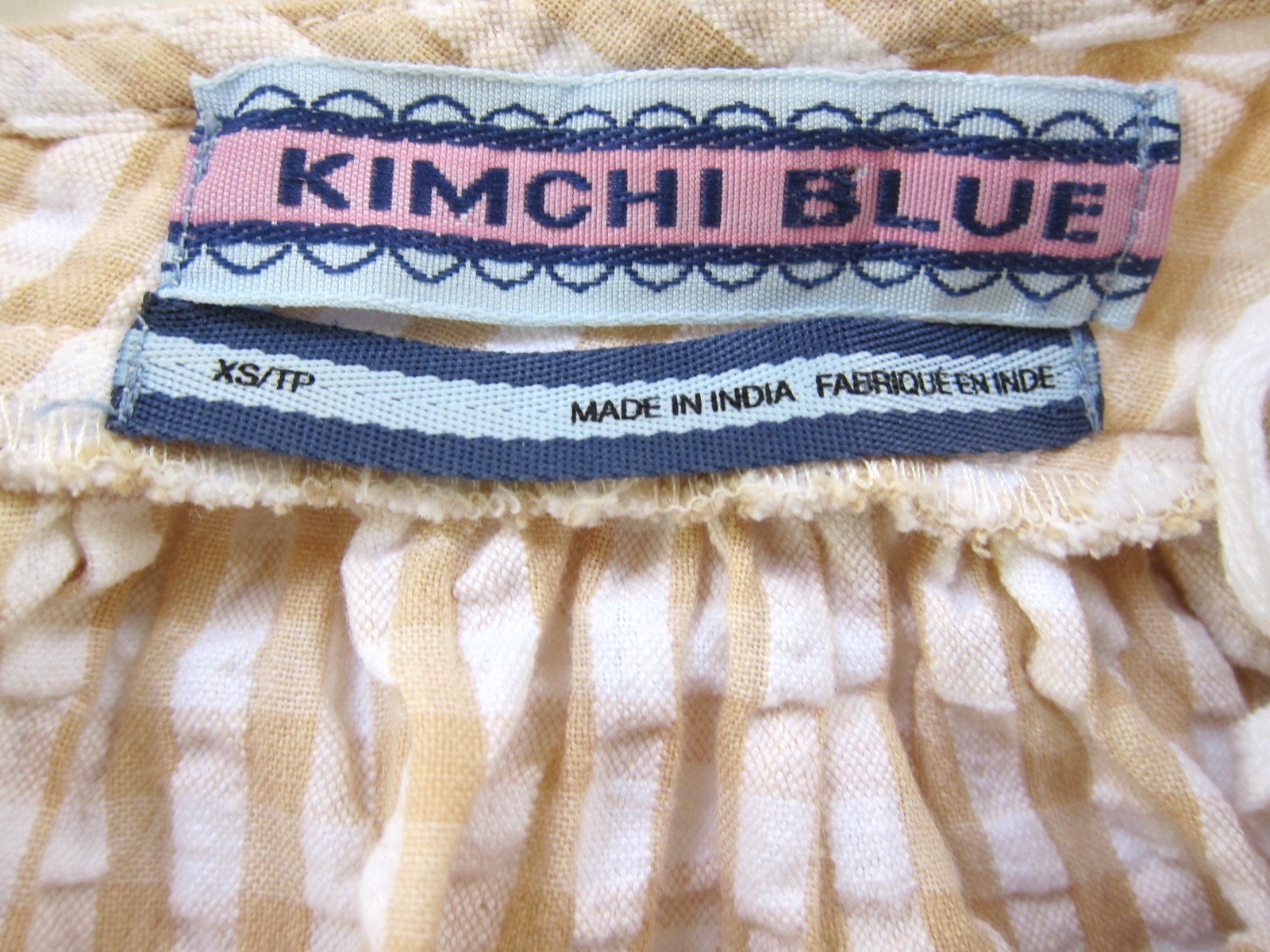 KIMCHI BLUE Brown White Plaid Purple Thread Embroider Oversize Fit Tank Dress XS