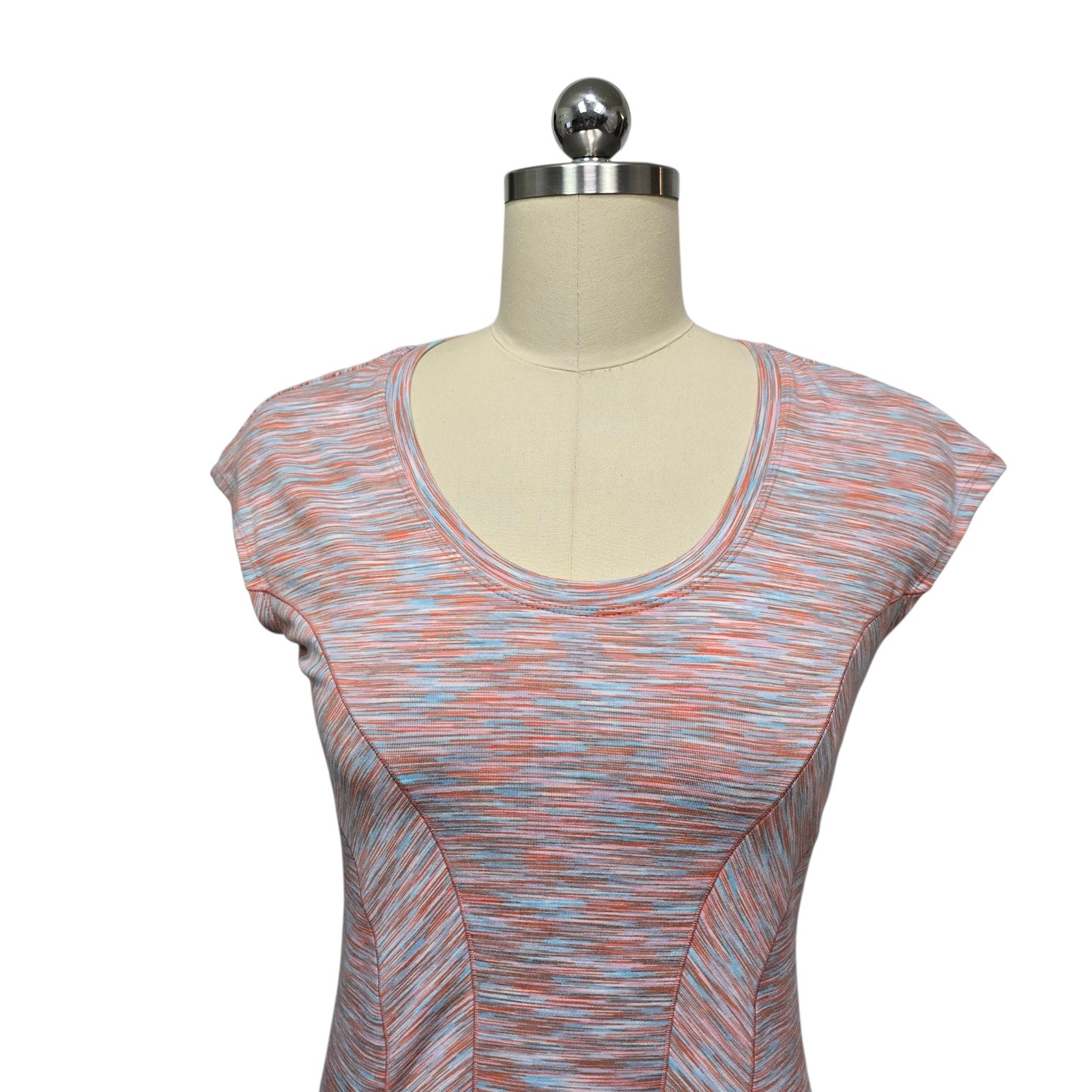 Title Nine Marled Orange Blue Cap Sleeve Fit Flare Dress Womens Size XS