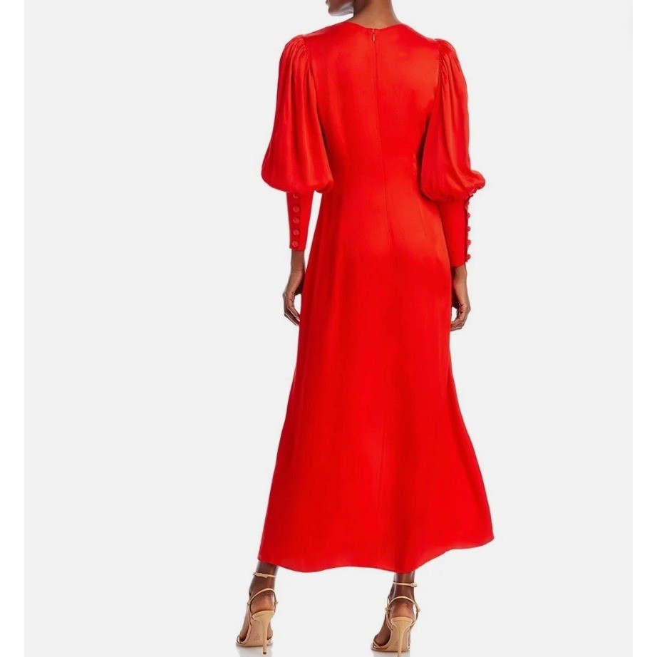 Farm Rio Red Cut Out Long Sleeve Maxi Dress XL Lenzing Ecovero Viscose New