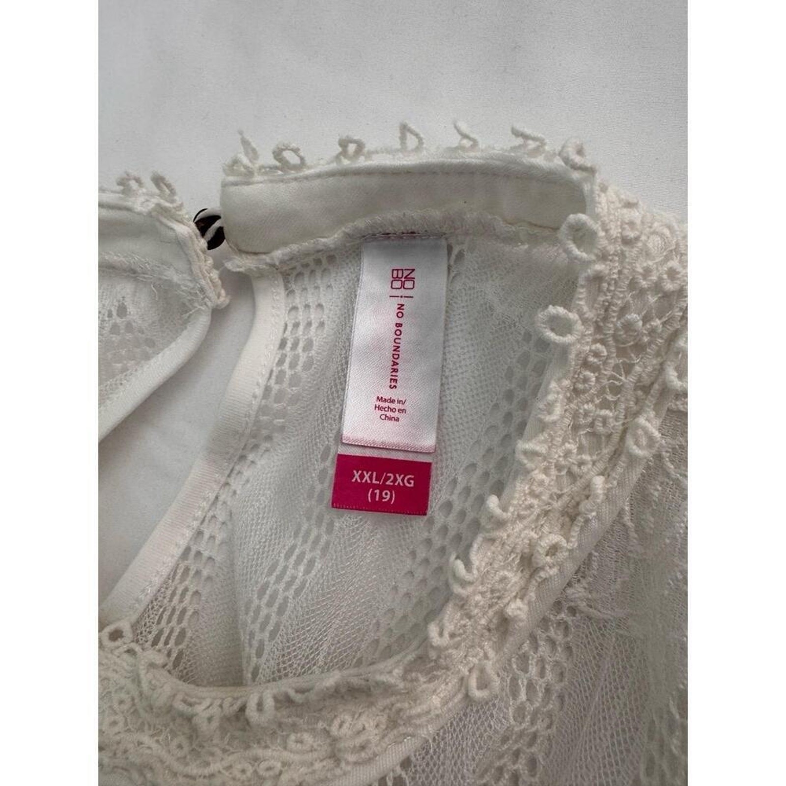 White Lace Overlay High Neck Cottage Core Peasant Sleeveless Dress Womens XXL