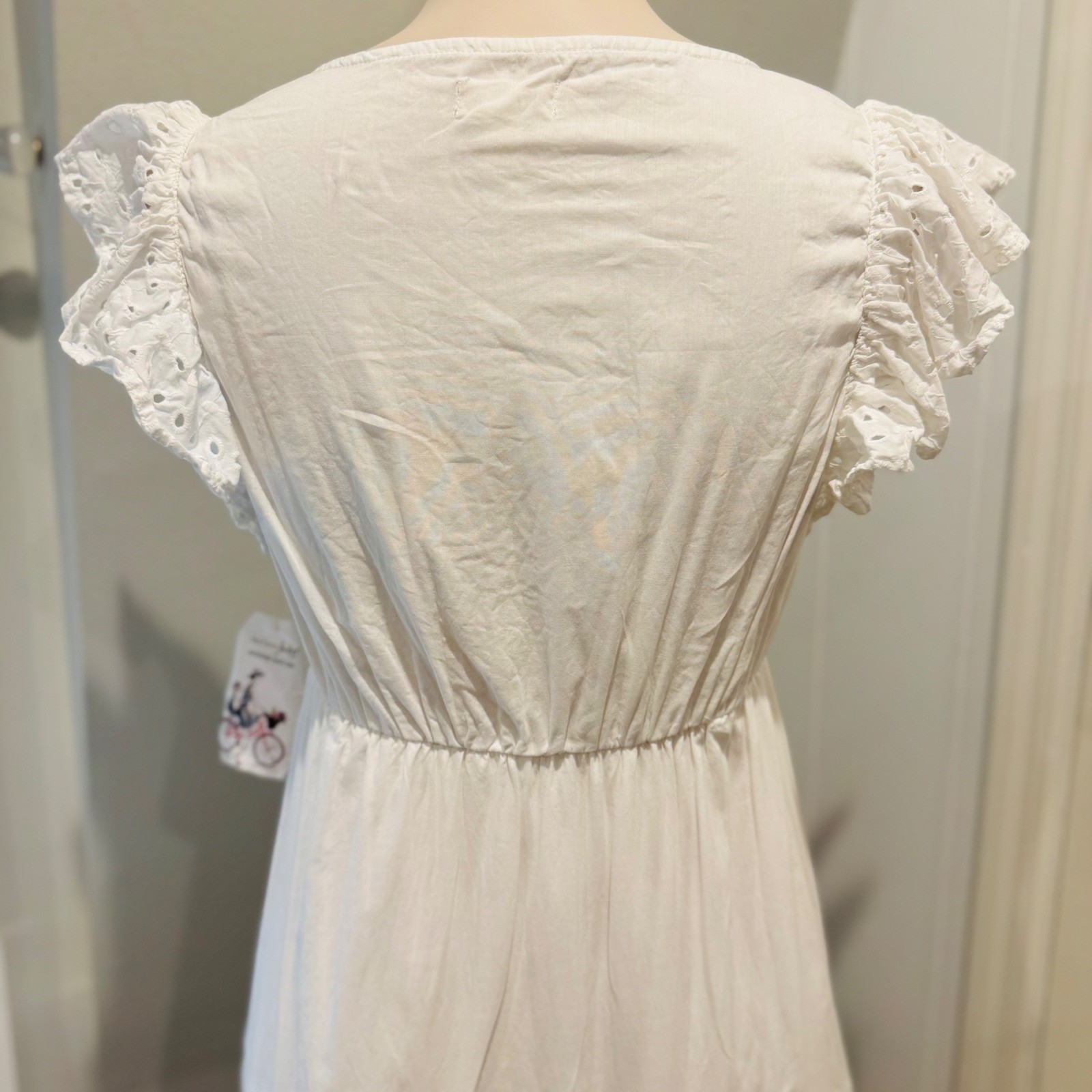 Maison Jules White Maxi Dress Eyelet Tiered Breezy Summer | Size Small NWT