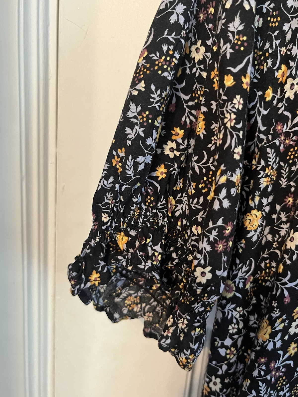 Madewell Ruffle Button-Front Trapeze Dress S Folkmagic Floral Style NA260
