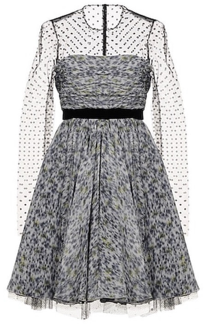 Philosophy Di Lorenzo Serafini Gray Ruched Dress w/ Black Sheer Sleeves sz 6 NWT