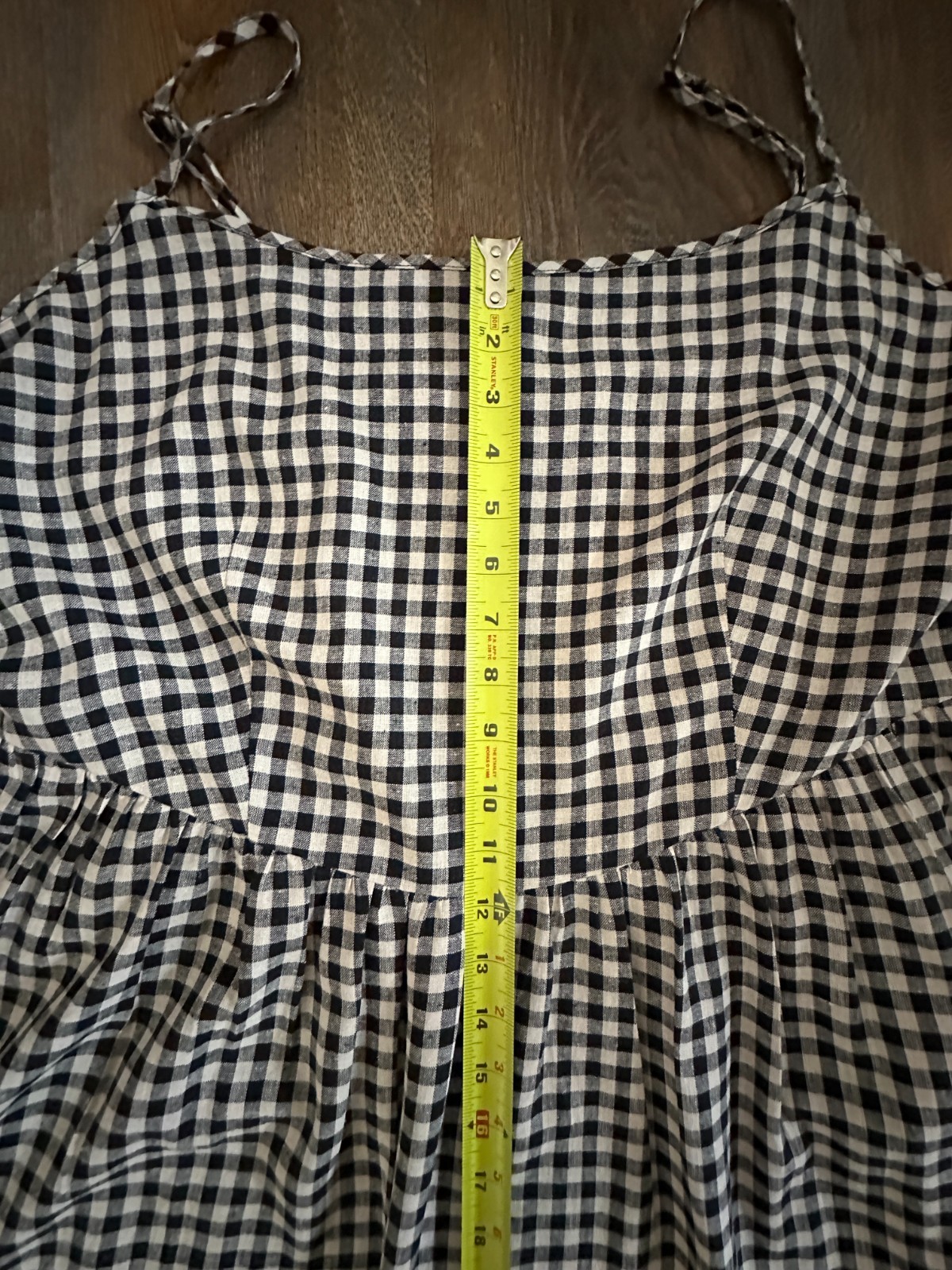 GAP Black Ivory Gingham Linen Blend Drop Waist Dress XL Pockets NWT