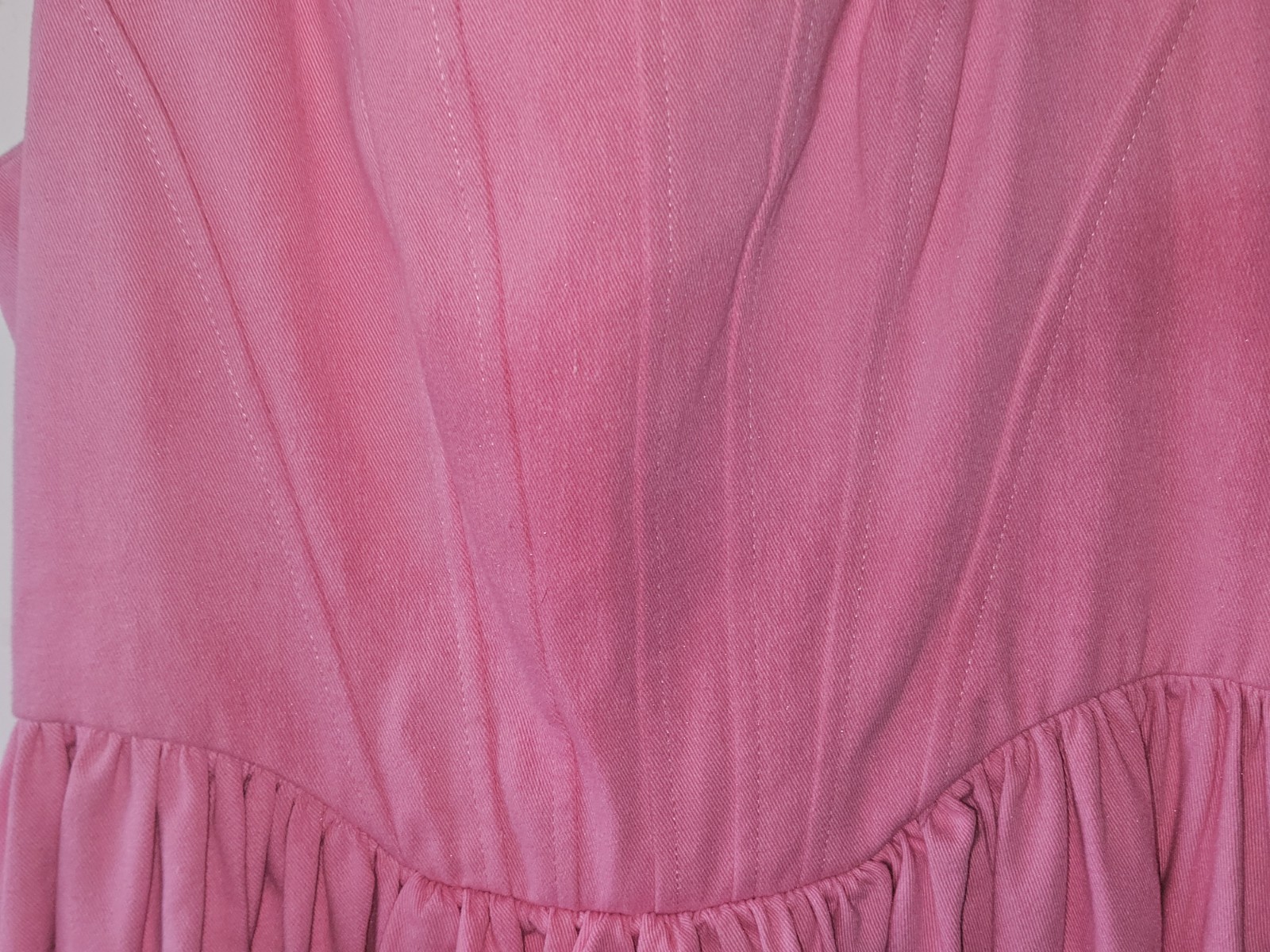 Kourt Pink Denim Corset Pleated Lele Babydoll Fit Flare Mini Dress Size Med NWT