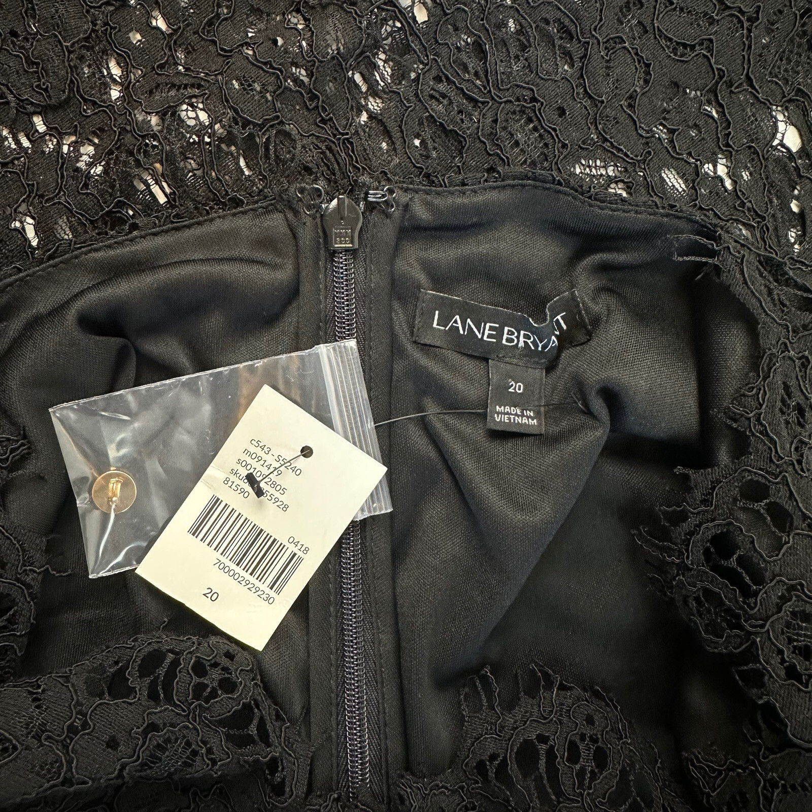 Lane Bryant Dress Black Solid Lace Size 20 Modest Classic Romantic Goth