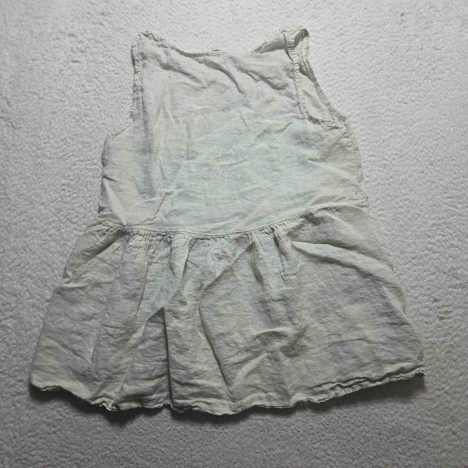 Francesca Bettini Dress Italy Made White 100% Linen Sleeveless Pullover Sz Med