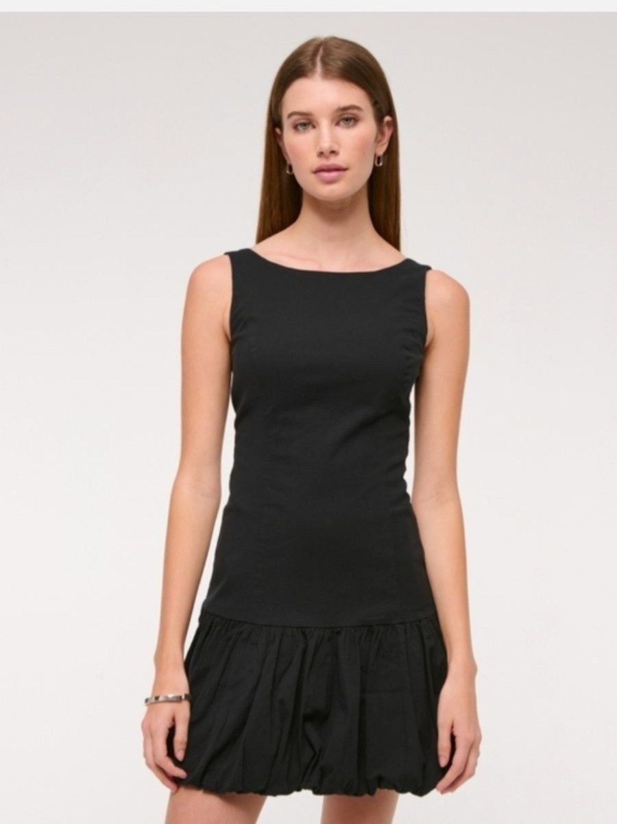 Abercrombie and fitch Black Drop Waist Bubble Hem Mini New Dress size 6 Cocktail