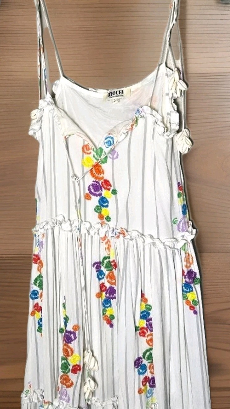 Women’s Revolve All Things Mochi Mady Small Maxi Dress Embroidered Boho Coastal