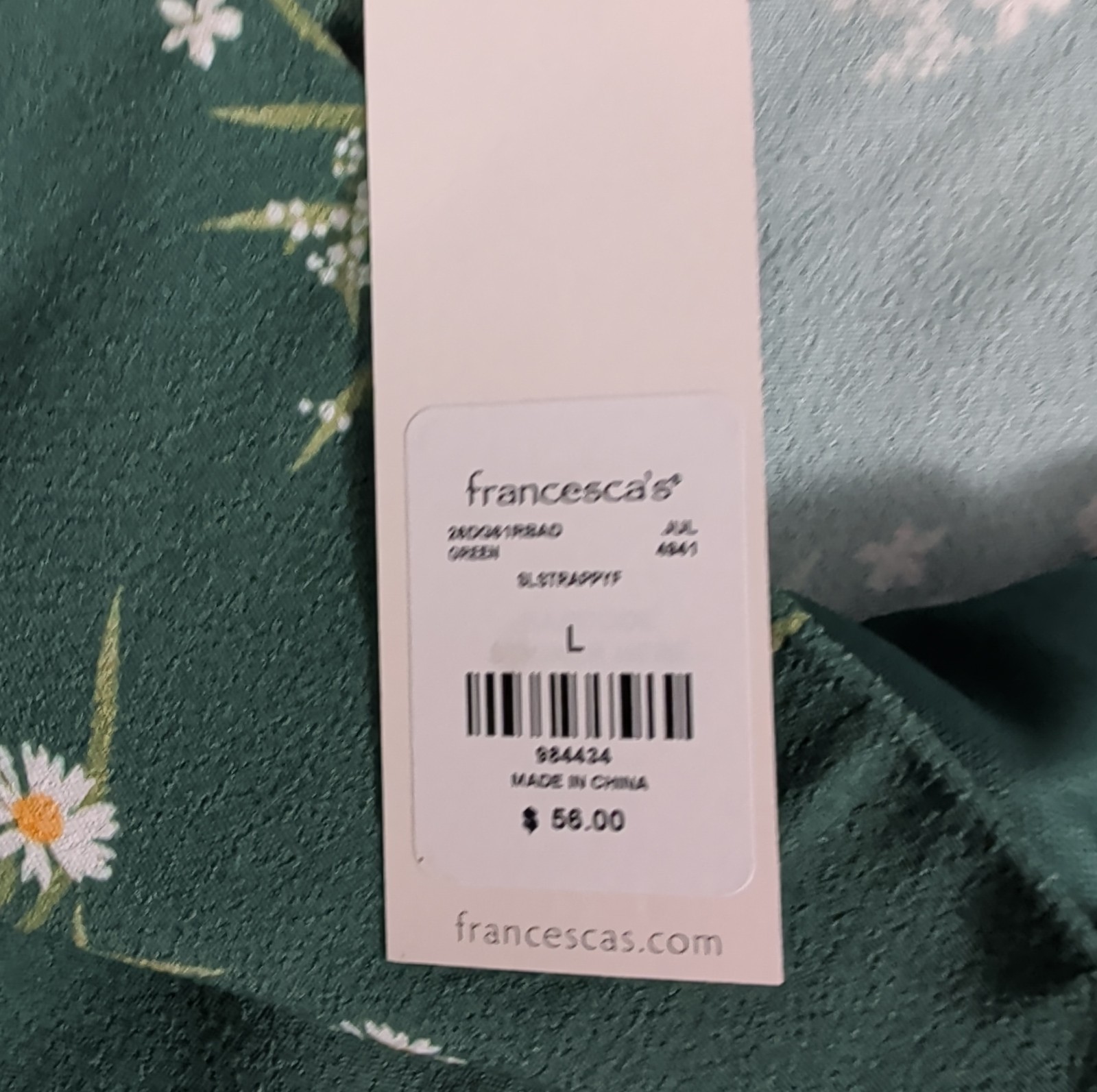 Mi Ami Size Large Green Floral Lined Back Zipper Sleeveless Sundress NWT!