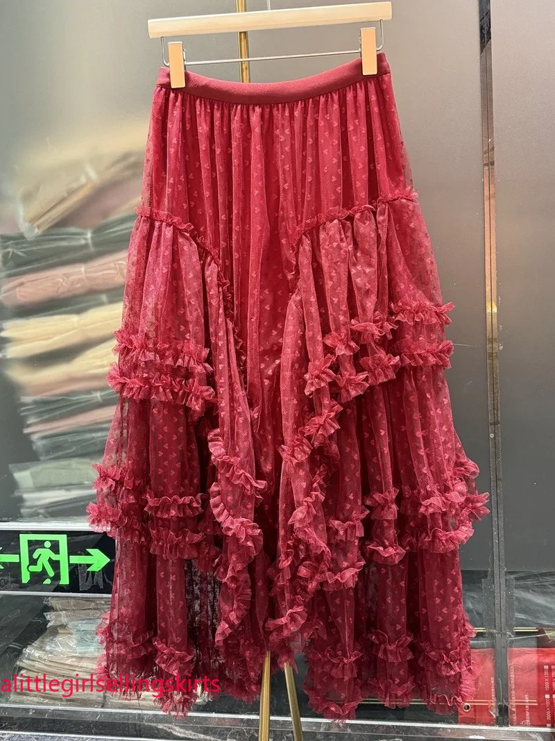 New in Women’s Spring Lace Patchwork Mesh Tutu Cake Long Skirt Women Sweet
