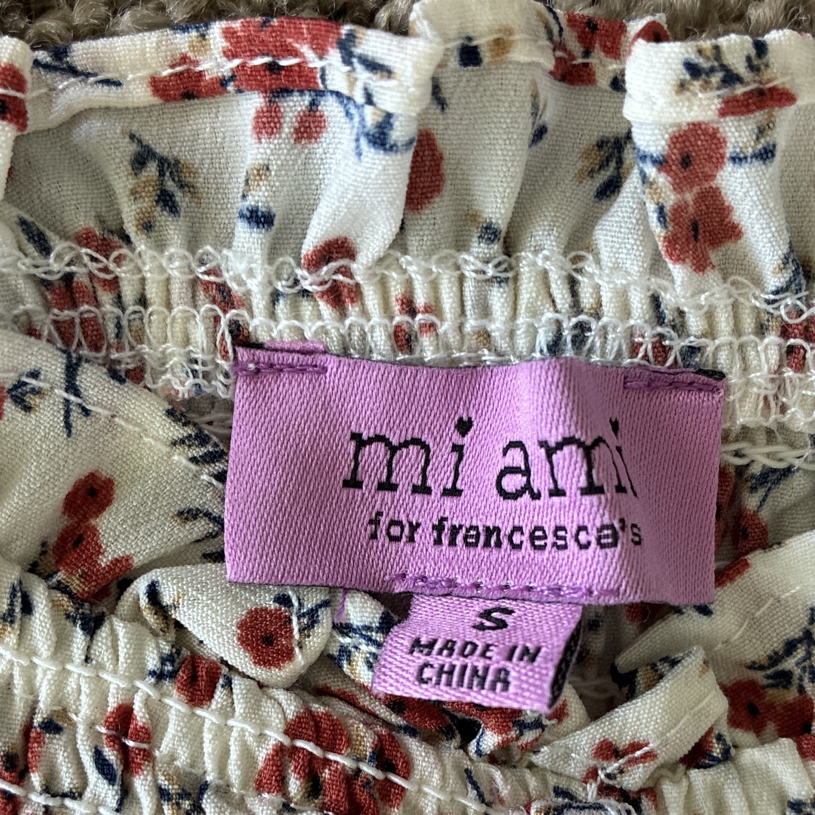 miami for francesca’s Floral Smocked Puff Sleeve Square Neck Mini Dress S