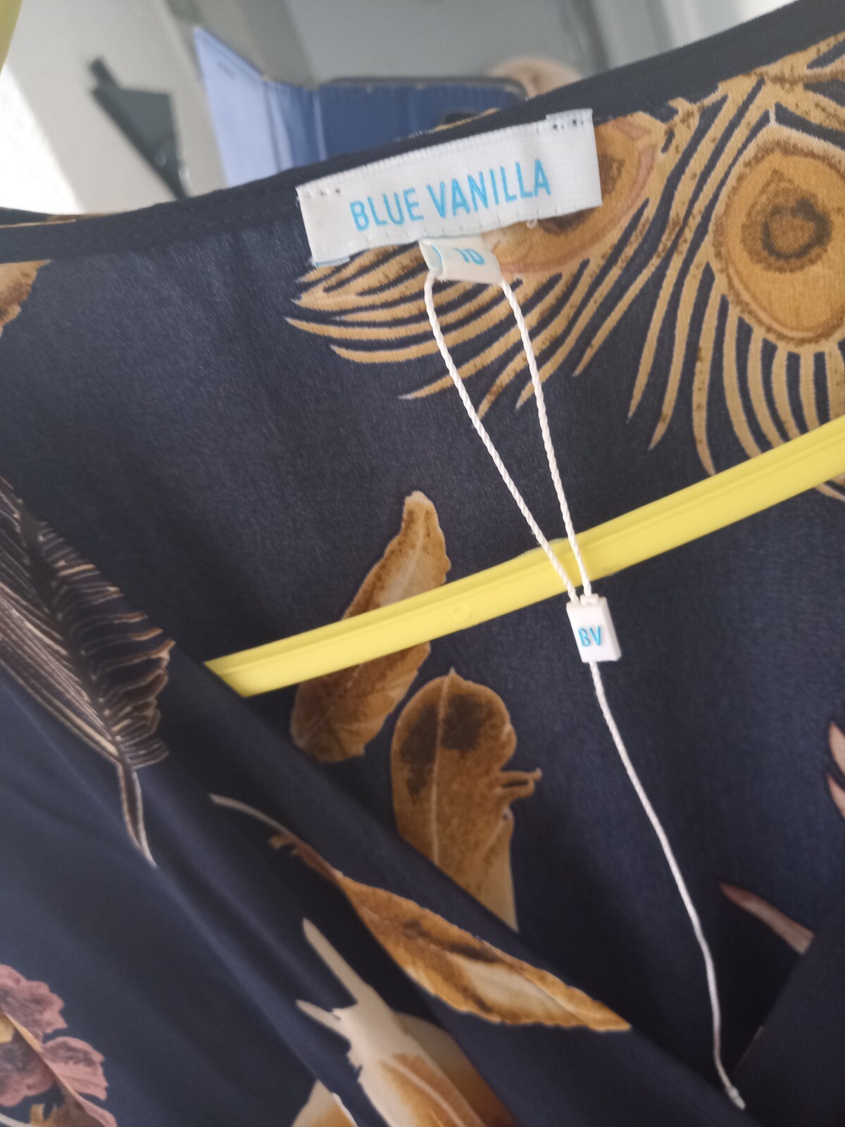 Blue Vanilla leaf peacock mid Sleeve Maxi Dress Size 10 BNWT Summer Season