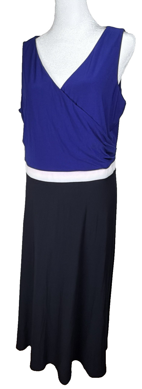 LAUREN RALPH LAUREN Color Block Sleeveless Dress Blue Black White Womens Size 12