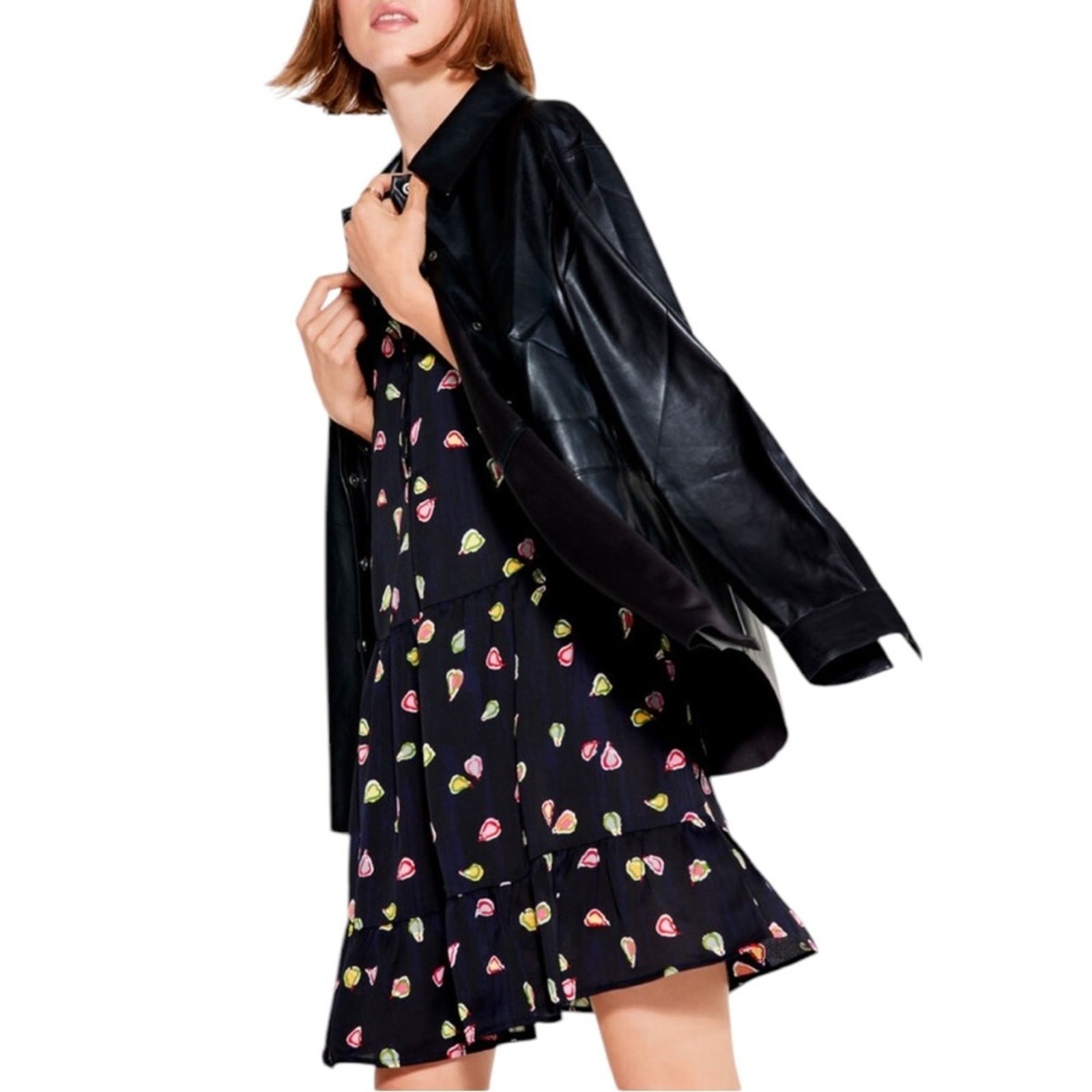 NIC+ZOE XL Dress Summer Shirtdress Fall Dress Party Pears Long Sleeve Vacation