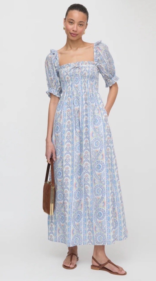 NWT Hill House Home The Scarlett Midi Nap Dress Corsica Paisley Blue Sz XL